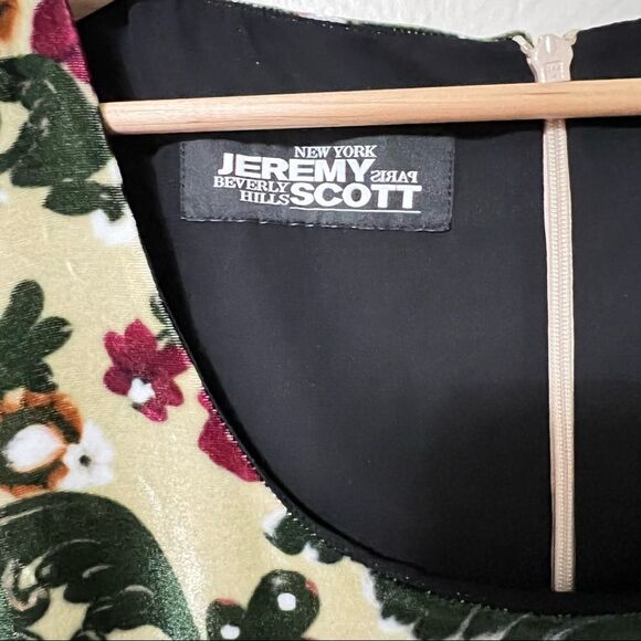 Copy - Jeremy Scott Women's Floral Print Brocade Velvet Mini Dress Size US10 - Picture 6 of 12